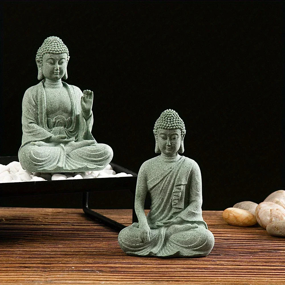 statue bouddha vert clair texture granulée classique décoration zen miniature pierre méditation contemplativeFearless