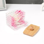 boîte rangement transparente bois coton tiges couvercle bambou moderne minimaliste anti poussière cosmétiques salle