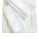 serviettes table classiques blancs lin point couture tissu rustique maison restaurant cocktail mariage