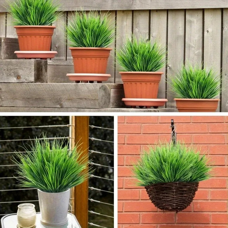 plantes artificielles herbe colorée feuilles texturées pots suspendus décoration extérieure anniversaire jardin contemporain rustique