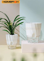 jardinière autoarrosage transparente moderne pot plissé hydroponique plante verte minimaliste