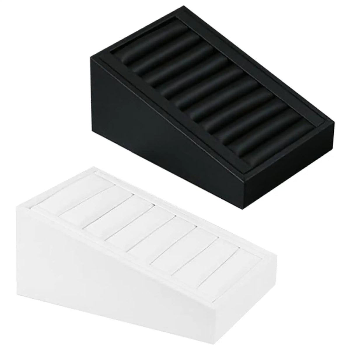 présentoir bijoux velours noir blanc moderne fentes rangement bague boucle d'oreille display organizer minimaliste