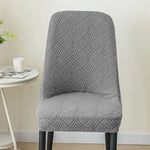 housse chaise gris rose motif géométrique moderne adhésif élastique polyester coton