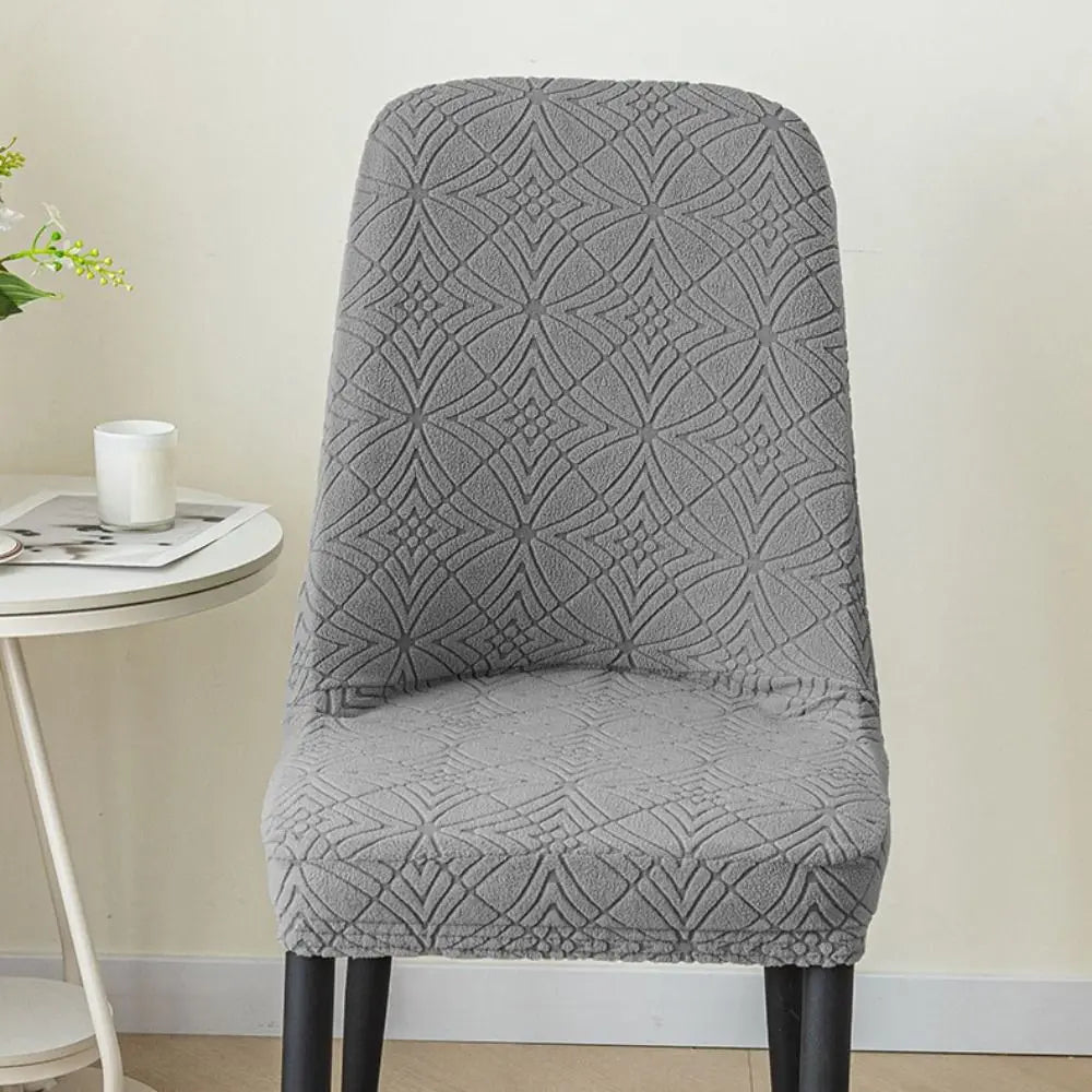 housse chaise gris rose motif géométrique moderne adhésif élastique polyester coton
