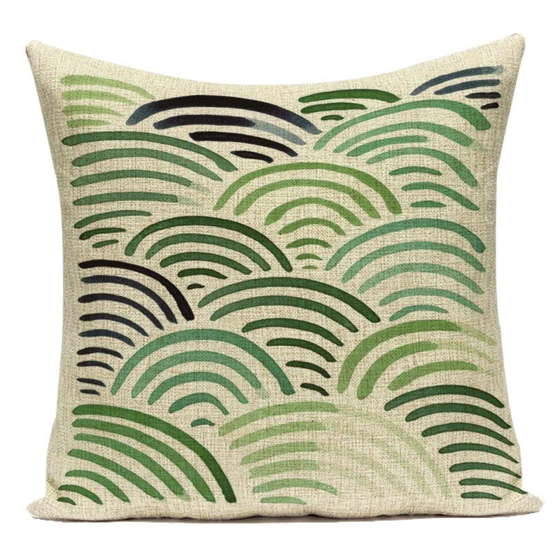 coussins carrés modernes motifs géométriques feuilles vertes tropicales couverture polyester coton
