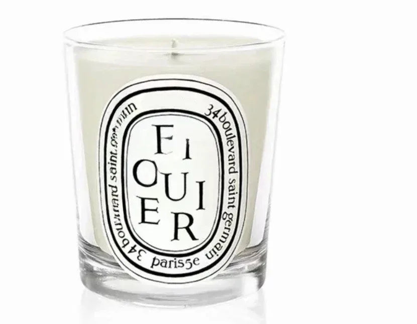 bougies parfumées cire gel aromathérapie forme coupe blanc logo diptyque verre transparent classique set