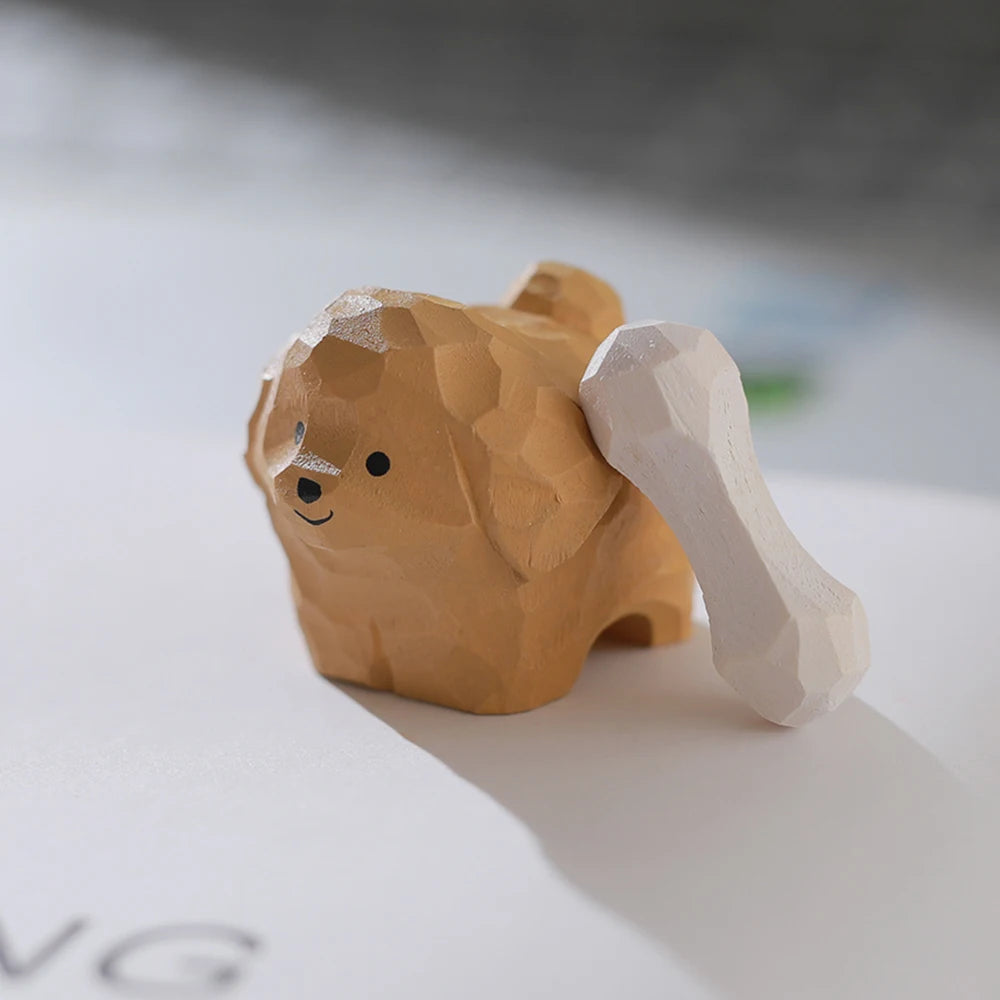 figurine chien bois os pendentif clé deco minimaliste blanc beige texturé occasion cadeau animal