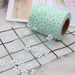 ruban decoratif fleurs blanches violet bleu clair rose vert clair adhésif polyester elasthanne 6cm