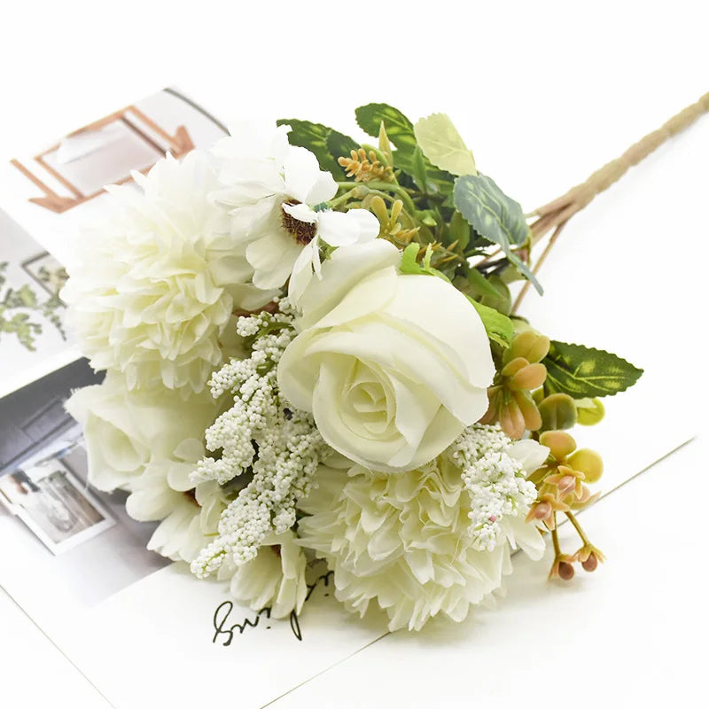 bouquet fleurs artificielles roses marguerites décoration mariage anniversaire extérieur intérieur