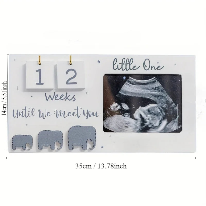 cadre photo blanc éléphants découpés moderne compte rebours semaines femmes enceintes decoration pépinière