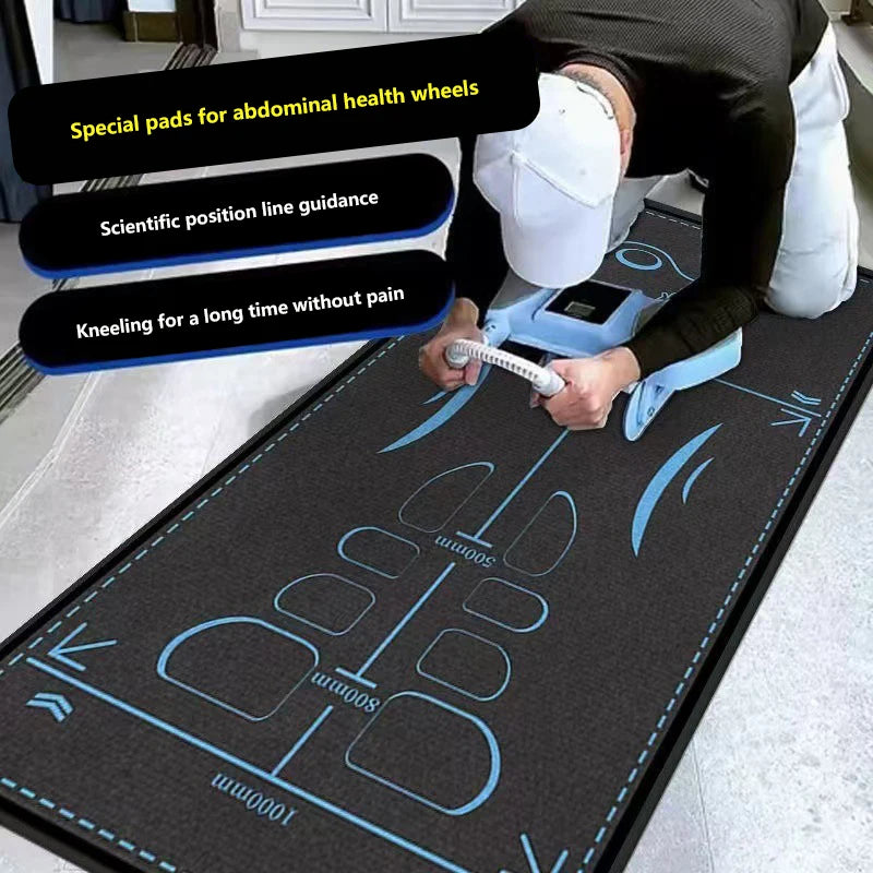 tapis fitness noir texture moderne lignes guidage scientifiques zone genoux debut pvc 150x60cm