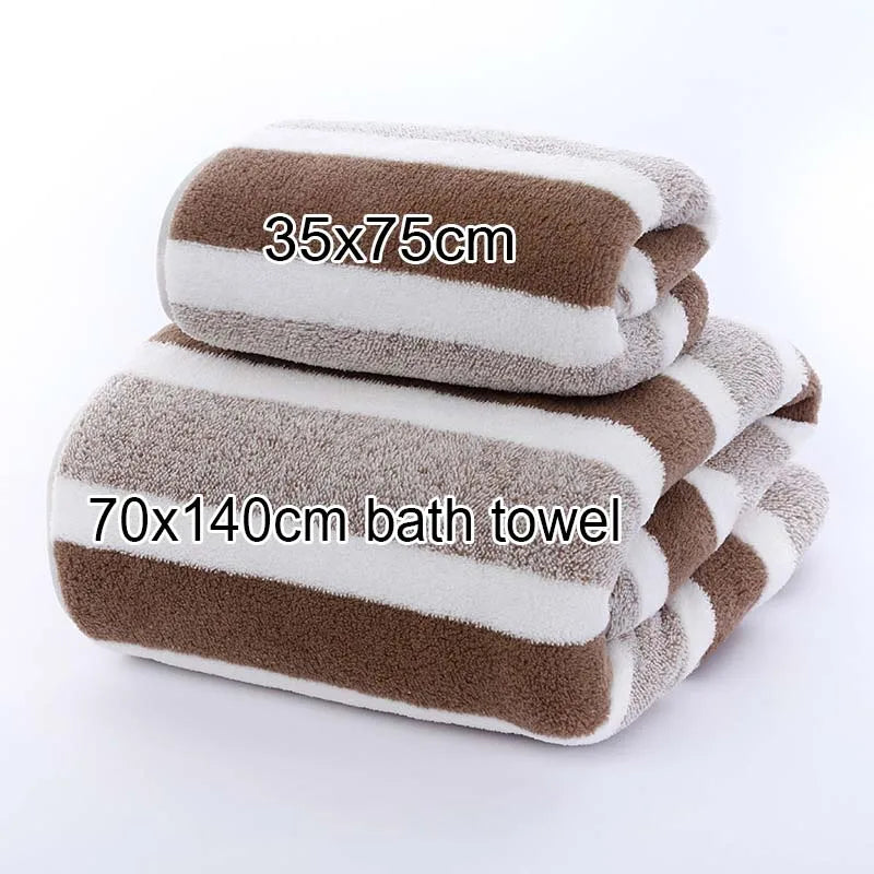 serviettes bain microfibre rayées séchage rapide 35x75cm 70x140cm gris rose bleu classique noël absorbantes