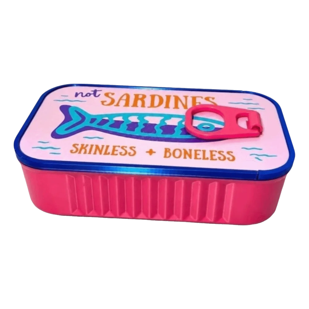 boîte bijoux vintage sardines poisson os not sardines skinless boneless poignée couleur collier boucles