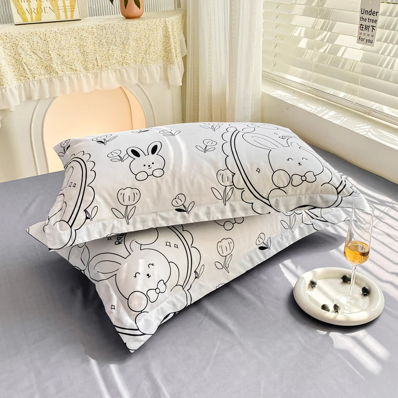 taies d'oreiller rectangulaires bleu clair gris motifs géométriques moderne non toxique 100 polyester 48x74cm