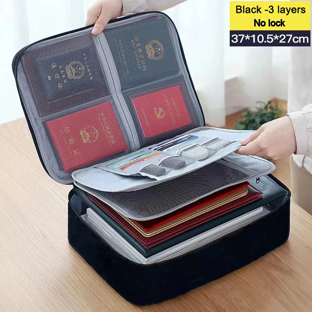 valise rangement noir tissu texturé moderne poignée amovible fermeture glissière serrure combinée portable officeécole
