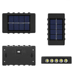 lampe murale solaire 10 led moderne panneau solaire extérieur jardin noir bleu minimaliste