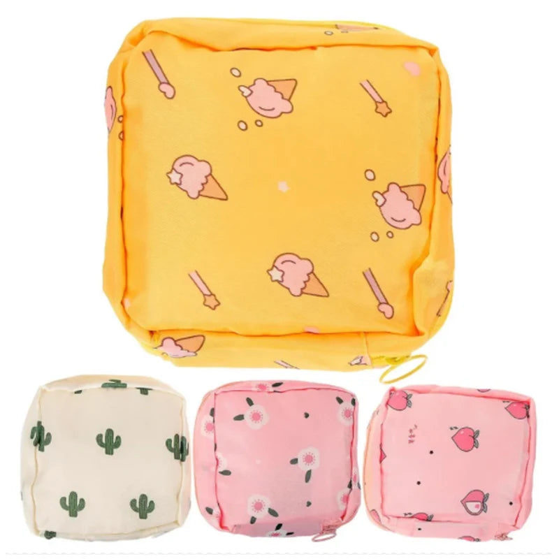 sac maquillage portable opacité imprimé animaux ours cactus coeurs moderne pratique fermeture glissière