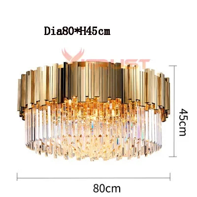 lampe moderne or cristal transparent élégante barres dorées inoxydables salon hall