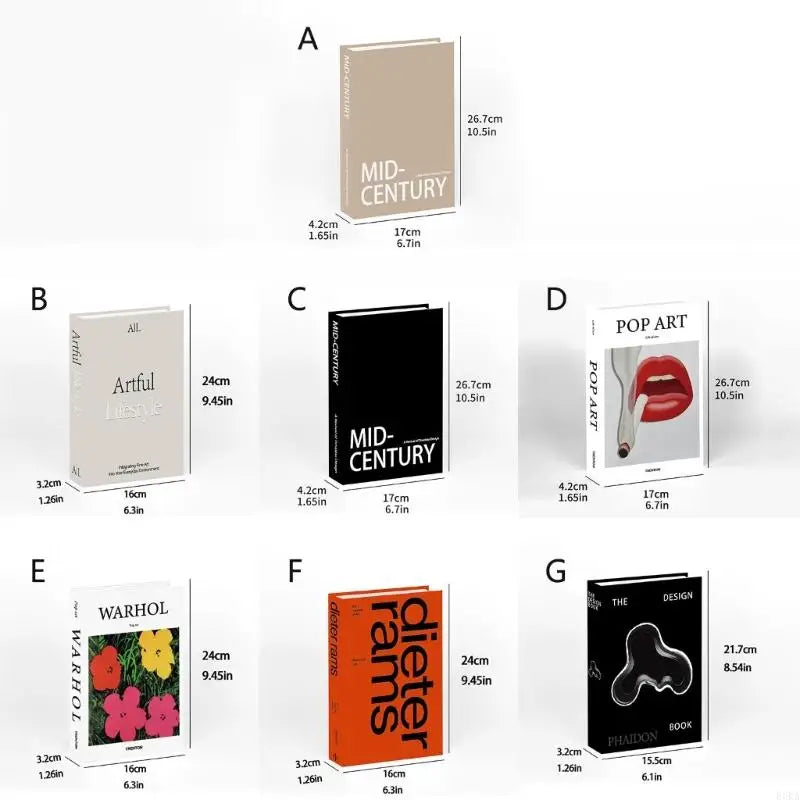décorations livres fausses minimaliste pop art table blanche noire orangée
