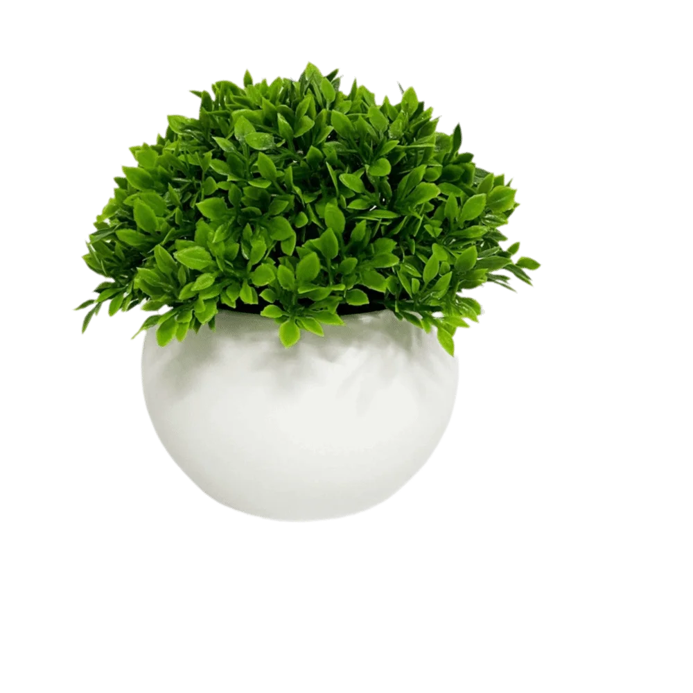 plantes artificielles vertes feuilles fines pot blanc extérieur moderne décoration anniversaire ornement accroché