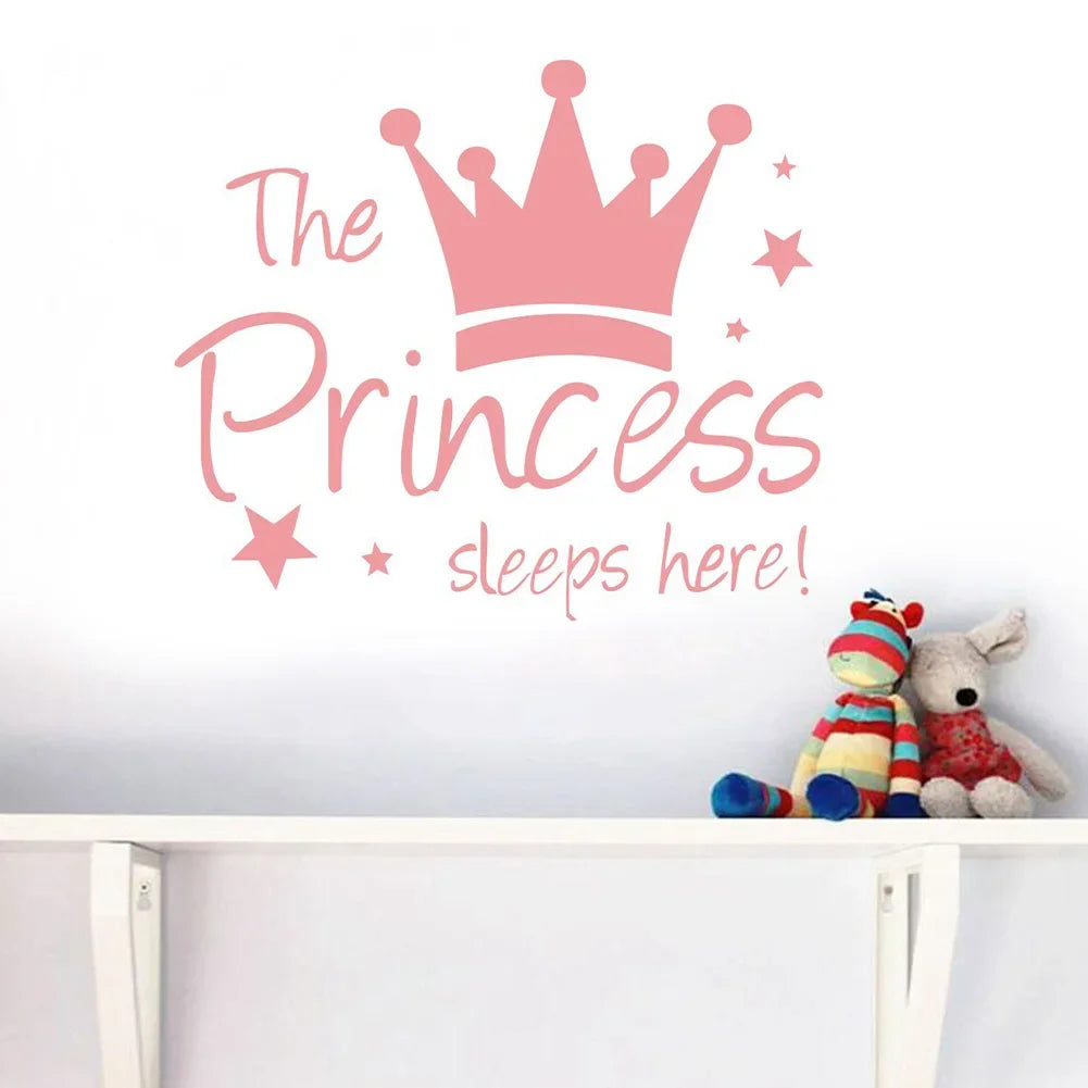 autocollant mural couronne étoiles princesses chambre enfants roseclair décoration murale stickers muraux personnalisés