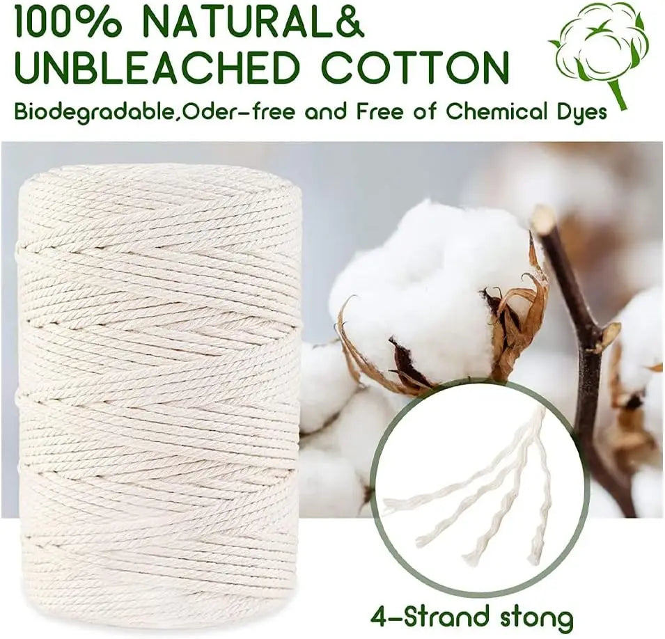 corde macramé coton blanc naturel tissage doux traditionnel artisanal 100m 200m