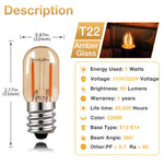 ampoules led filament amber glass vintage e12 blanc chaud 2200k dimmable 6pcs