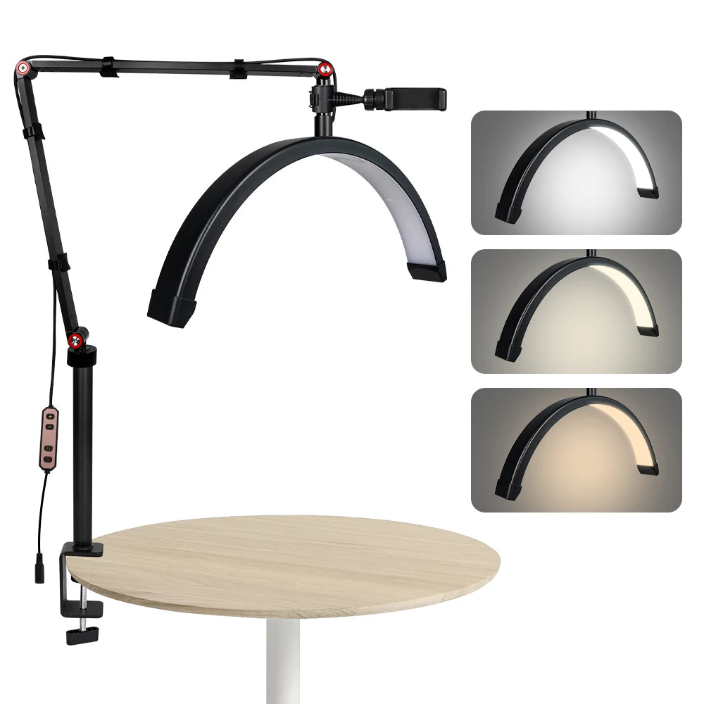 lampe maquillage blanc moderne clip support téléphone réglable éclairage guide inclusion