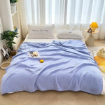 couverture coton japonaise solide moderne plissée portable été rose clair bleu vert jaune