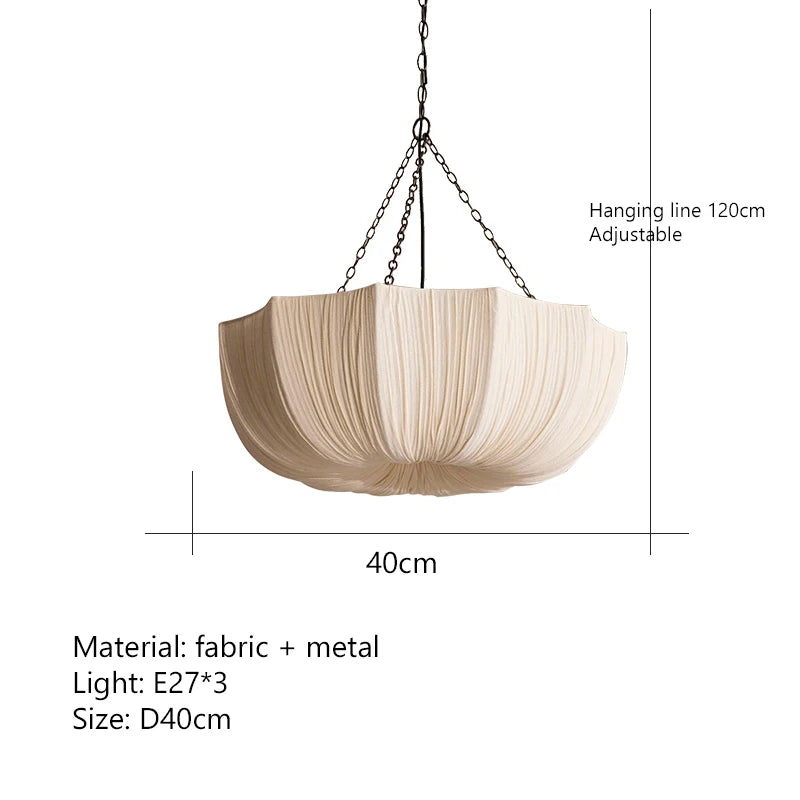 lampe suspendue moderne tissu rayures fines beige clair chaîne métallique 2000 82000 lumens 110