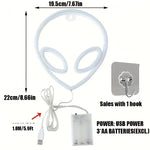 lampe néon vert violet alien moderne crochet usb batterie chambre entrée étude salle bain