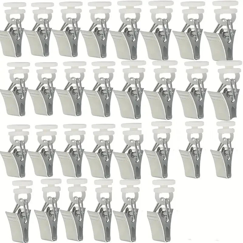 pinces rideau métal clips nylon moderne fixations accessoires rideaux douche porte 30pièces argentées lisses