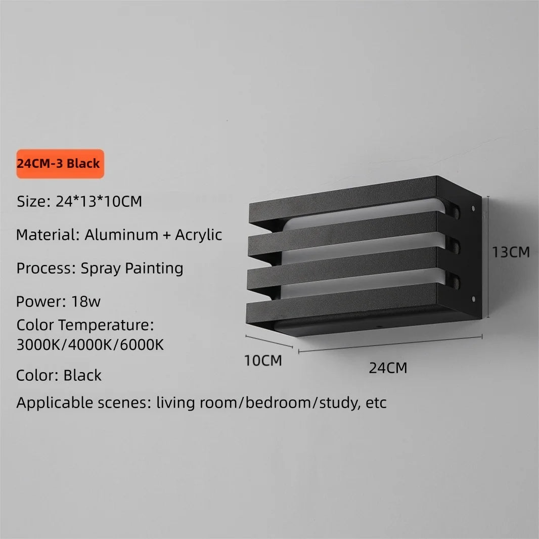 appliques murales modernes led ip65 étanches noir blanc vis aluminiumextérieur balcon couloir
