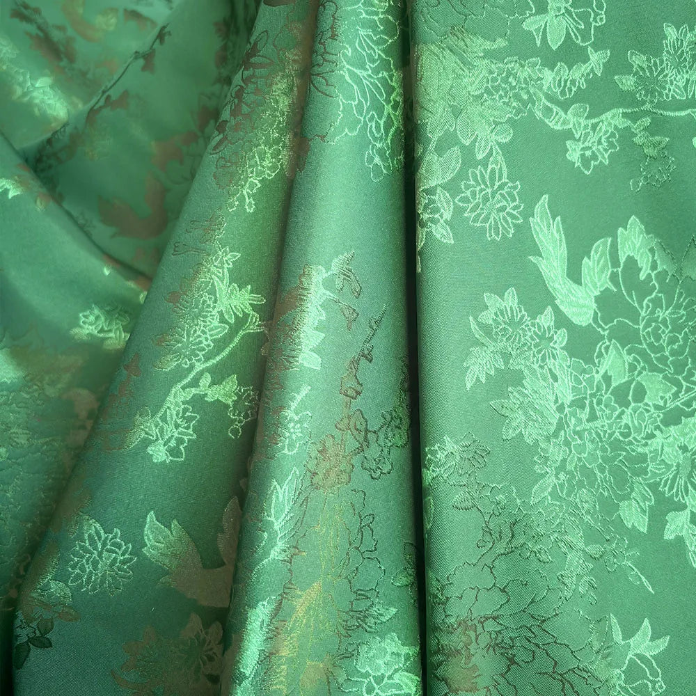 tissu floral or rose élégant classique satiné polyester largeur 150cm