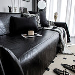 housse canapé moderne simili cuir noir protection imperméable salon grande taille