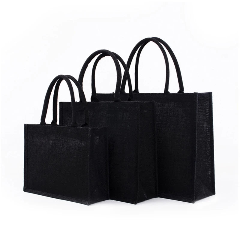 sac main jute noir utilitaire réutilisable pliable mariage festif organisateur cadeaux