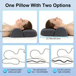 coussin cervical mousse mémoire forme concave gris coton carreaux lit sommeil ergonomique support cou
