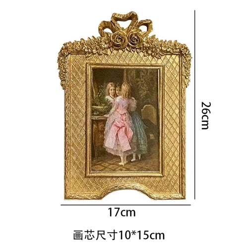 Cadre photo doré ornements roses feuilles vintage classique résine decoration murale