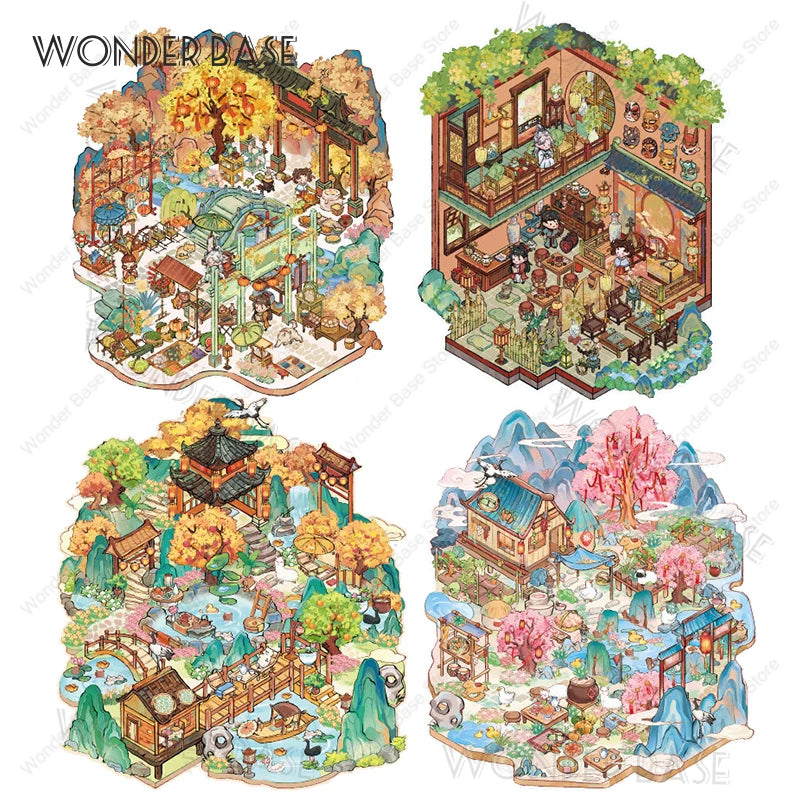 autocollants cartoon scènes miniatures animaux paysages multicolores opaques détaillés enfants