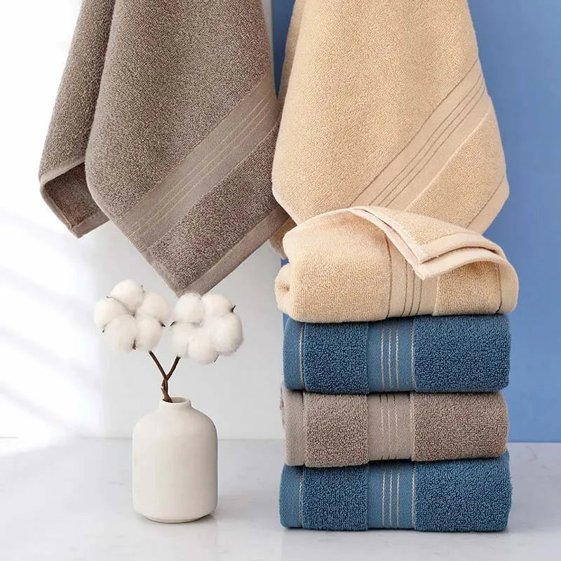 serviettes bain coton polyester absorption rapide motif rayé moderne gris beige bleu