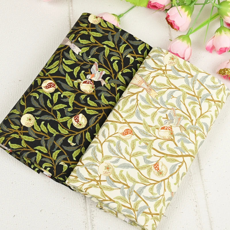 tissu coton twill floral motifs oiseaux fruits william morris quilting patchwork crafting