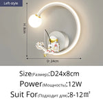 lampe murale moderne astronaute étoiles lune blanc doré crème minimaliste chambre enfant