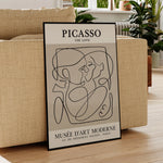 affiche abstraite baiser amour contemporaine minimaliste toile noir beige cadre aluminium