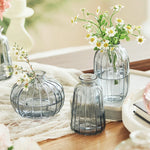 vases transparents moderne rayures verticales fleurs artificielles minimaliste verre deco table salon