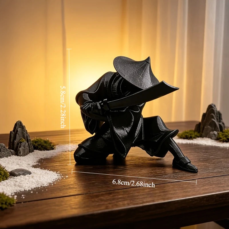 ornement zen sculpture samouraï 3D impression guerrier japonais décoration maison figurine texturée nostalgie ancienne
