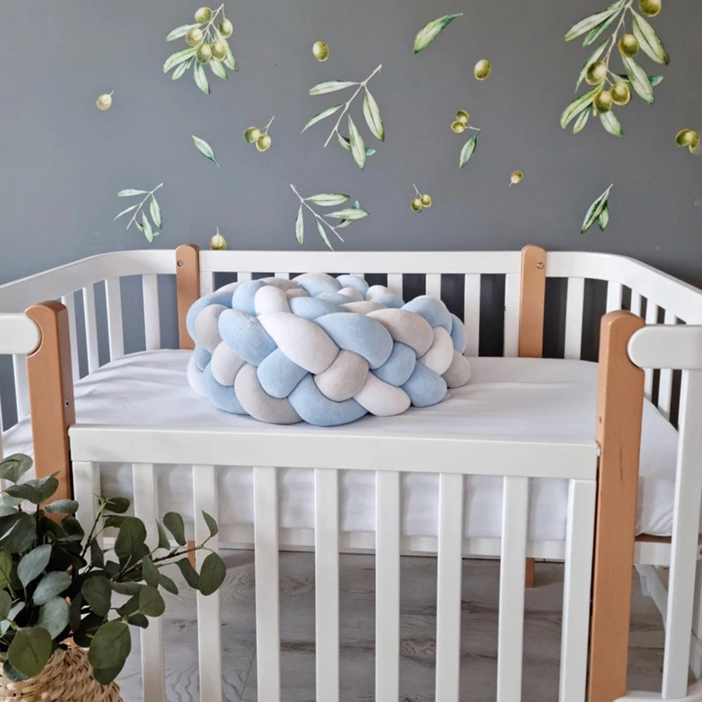 coussin tissé nœuds bleu clair gris moderne doux lit bébé 13 15cm 200cm 300cm