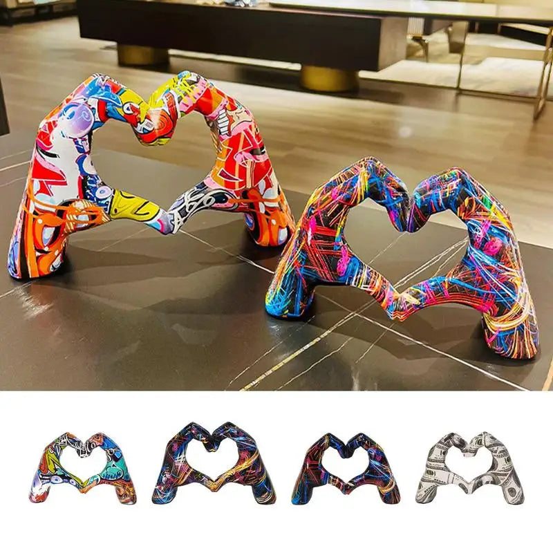 décoration moderne sculpture cœur multicolore résine abstraite maison salon agneau étagère couple cadeau