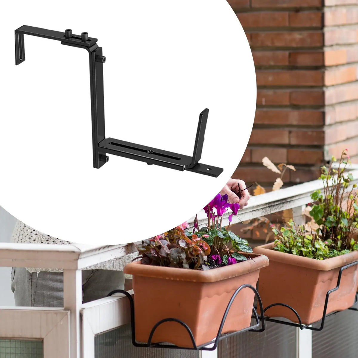support pots fleurs suspendus balcon railing noir moderne industrial adjustable planters bracket hanging garden