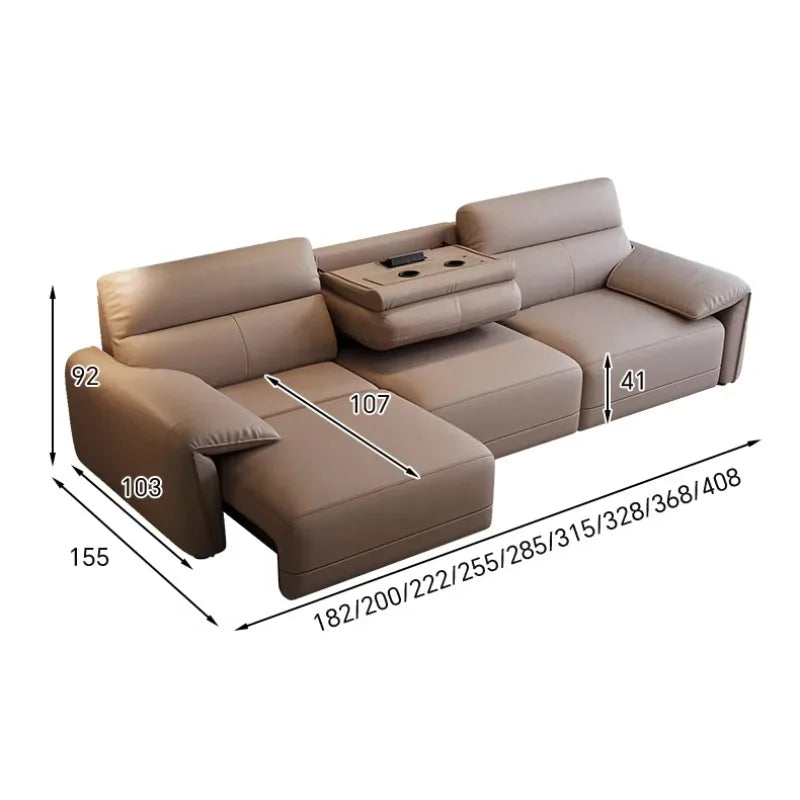 canapé d'angle simili cuir marron moderne table basse tapis plante lampe sofa bed