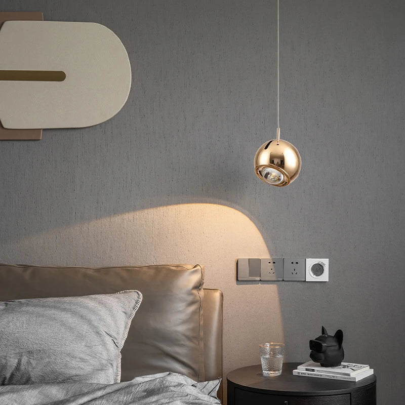 Suspension lumineuse moderne sphérique brillante noir argent or salon chambre